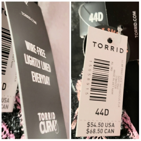 Torrid WIRE-FREE LIGHTLY LINED PRINTED LACE 360° BACK SMOOTHING BRA 44D - Picture 8 of 9